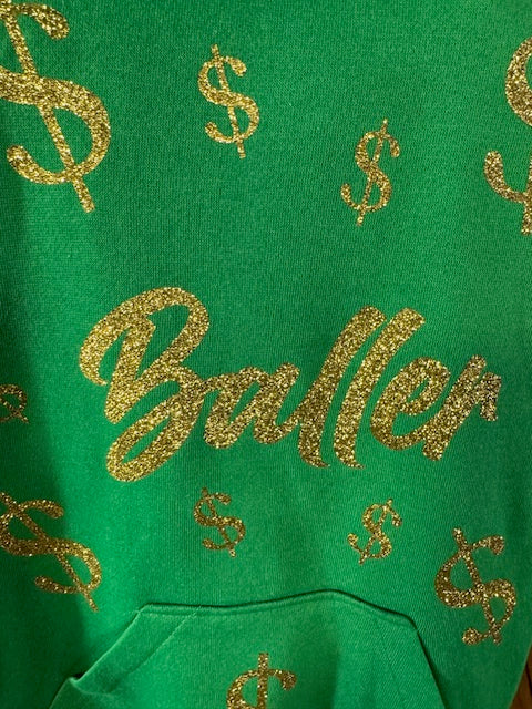 Baller Green Hoodie Dog Shirt Large