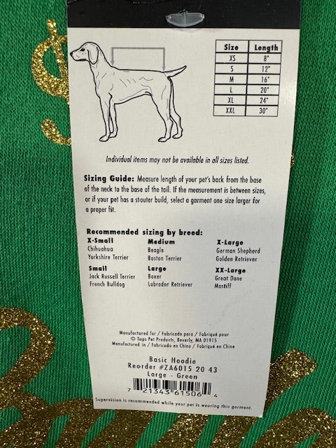 Baller Green Hoodie Dog Shirt Large
