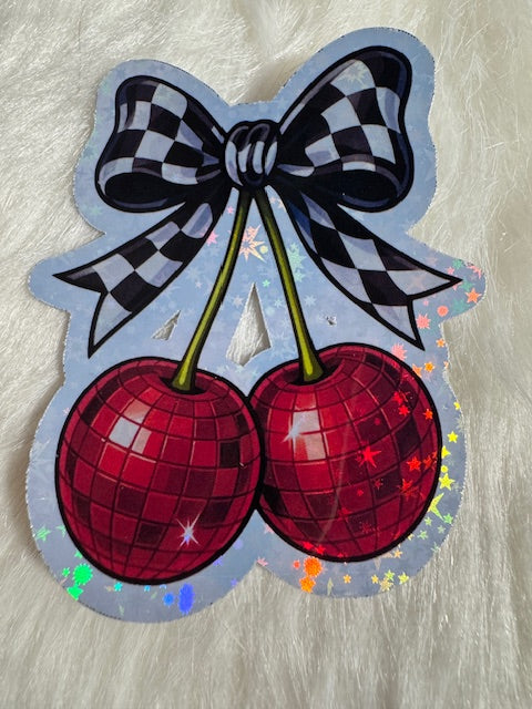 Cherry Disco Holographic Sticker