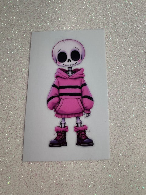 Pink Sweater Skeleton Sticker