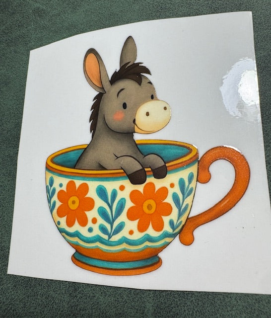Donkey in a Teacup Sticker