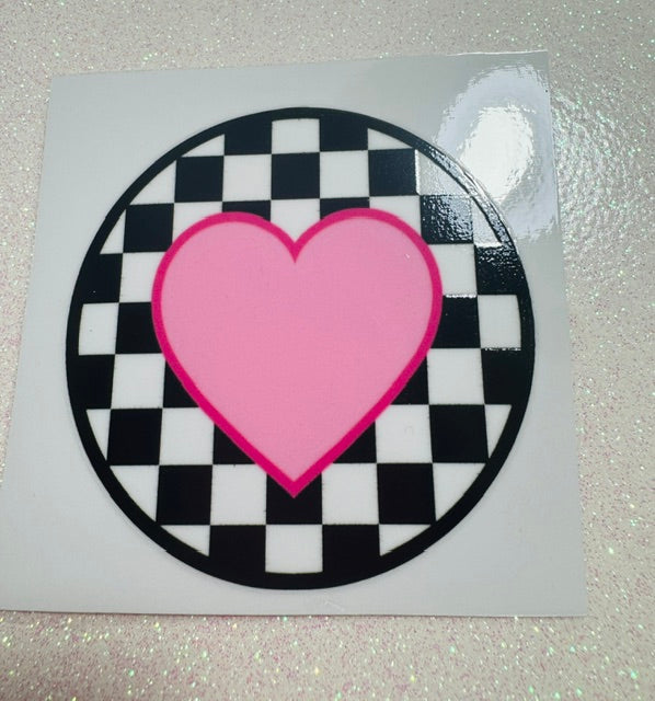 Heart in Checkers UV Sticker