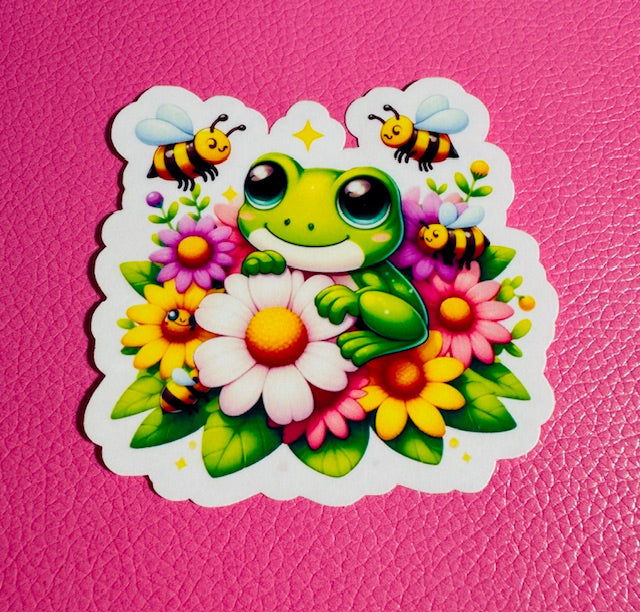 Frog in the Flowers Sticker