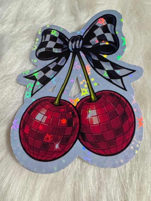 Cherry Disco Holographic Sticker