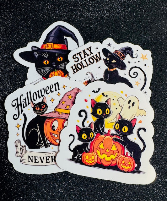 Vintage Halloween Cat Stickers