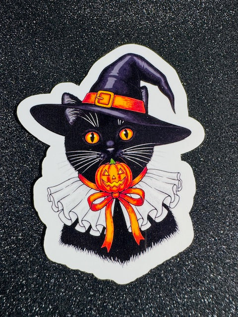 Vintage Halloween Cat Stickers
