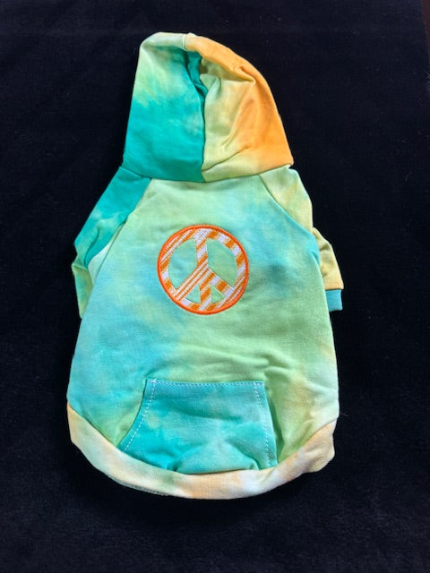 Tie-Dyed Hoodie Peace Sweatshirt Large
