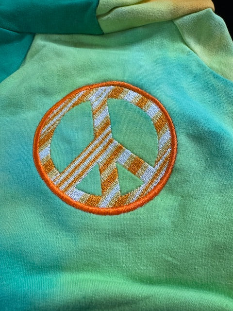 Tie-Dyed Hoodie Peace Sweatshirt Large