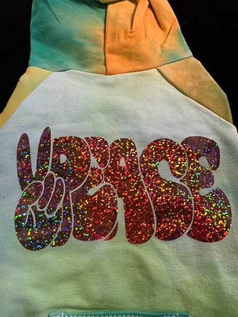 Tie-Dyed Hoodie Peace Sweatshirt Large