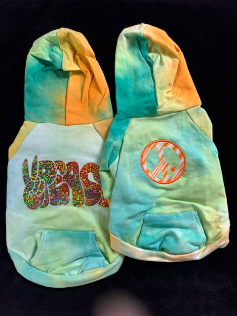Tie-Dyed Hoodie Peace Sweatshirt Large