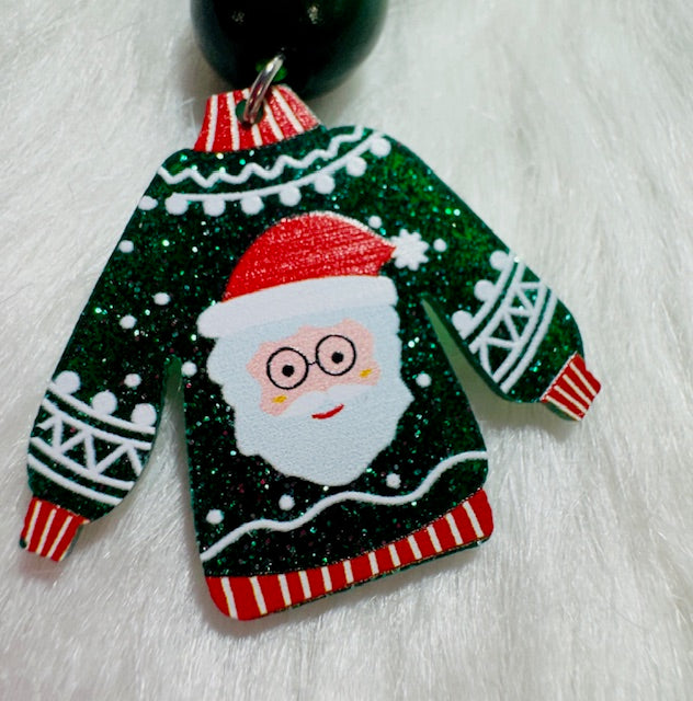 Santa Christmas Sweater Keychain