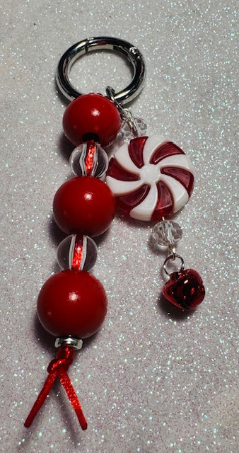 Peppermint Beaded Keychain