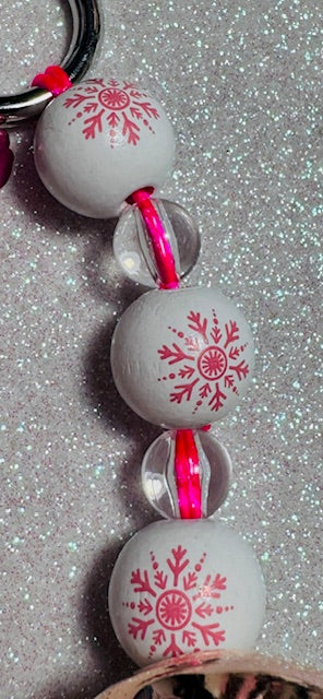 Pink Snowflake Keychain
