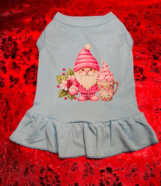 Pink Gnome Christmas Dress Medium