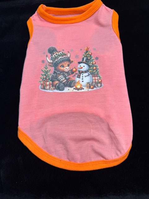 Scottish Cow Christmas Dog Shirt Medium