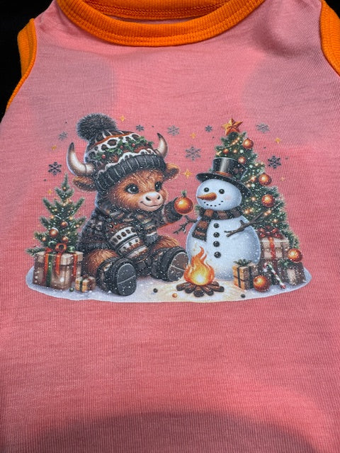 Scottish Cow Christmas Dog Shirt Medium