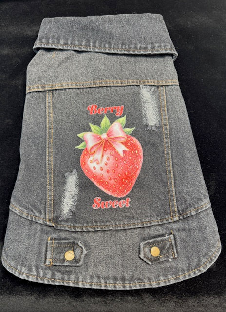 Strawberry Denim Dog Vest XL