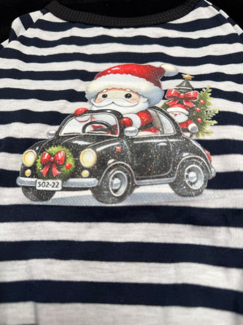 Santa Driving Dog Shirt Small