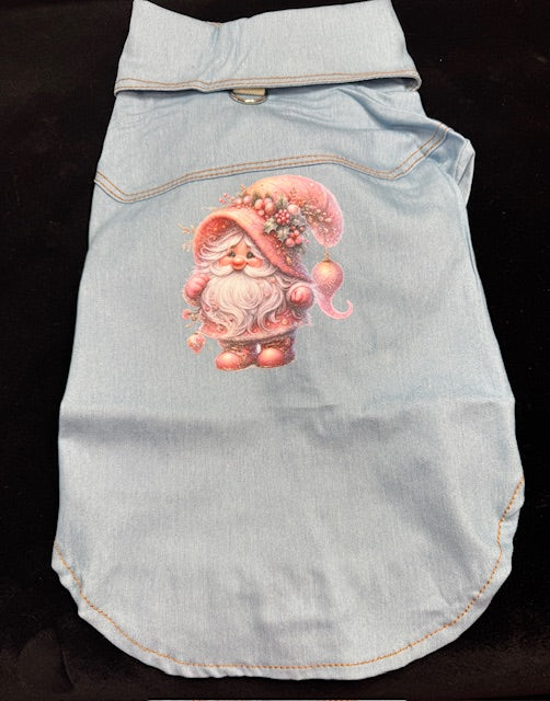 Christmas Gnome  Denim Dog Shirt XL