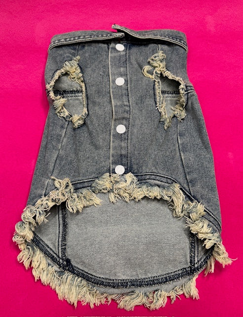 Knightly Mouse Denim Dog Vest XL