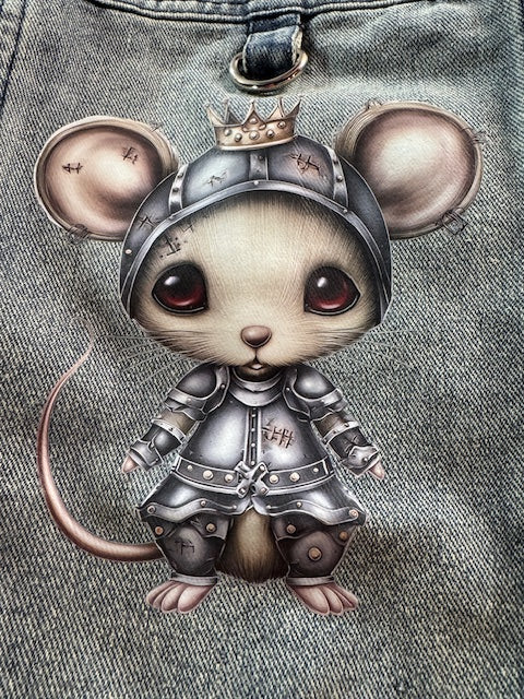 Knightly Mouse Denim Dog Vest XL