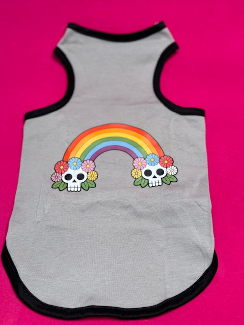 Rainbow Skulls Dog Shirt Large