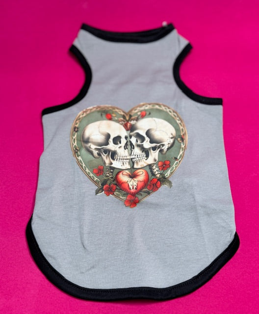 Skull and Heart Dog Shirt Large