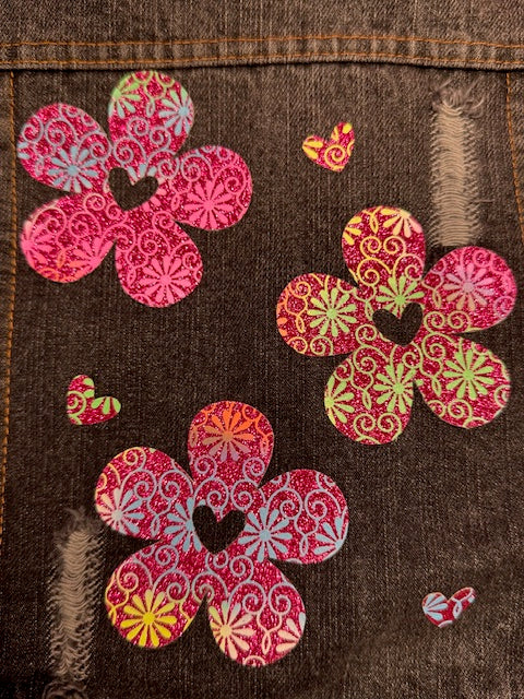 Flower Patch Denim Dog Vest XL