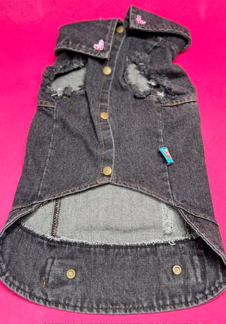 Flower Patch Denim Dog Vest XL