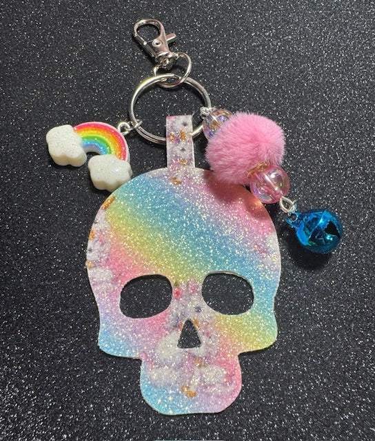 Pastel Rainbow Skull Purse Charm