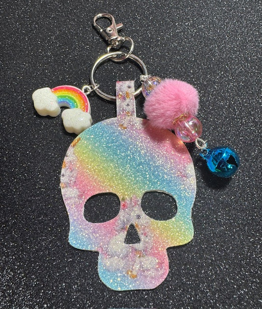 Pastel Rainbow Skull Purse Charm