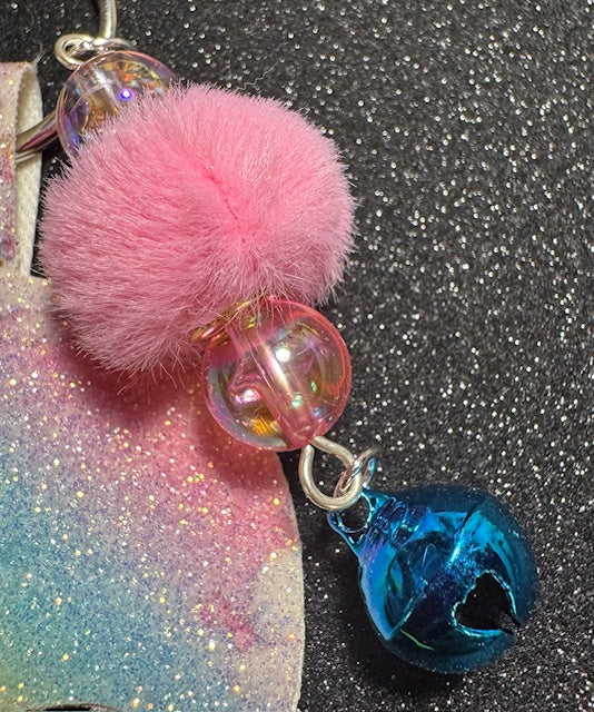 Pastel Rainbow Skull Purse Charm
