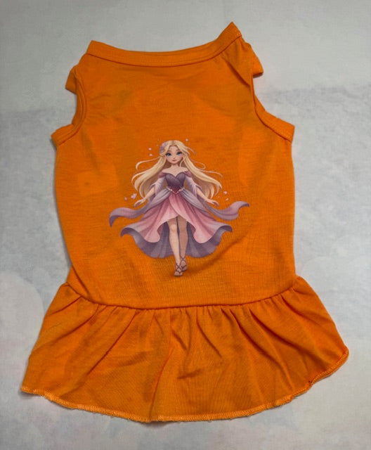Orange Princess Dog Dress Medium