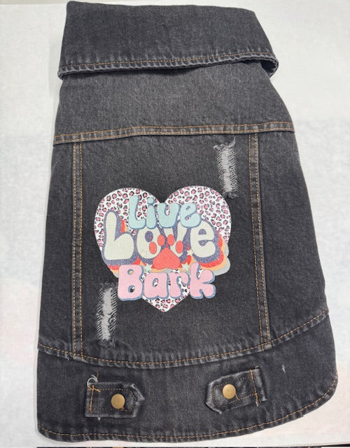 Live Love Bark Denim Dog Vest XL