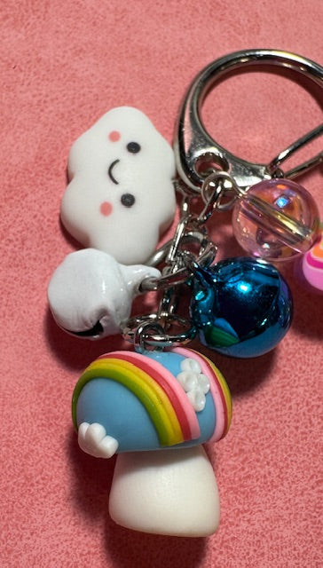 Mushroom and Rainbows Purse Charm/Zipper Pull