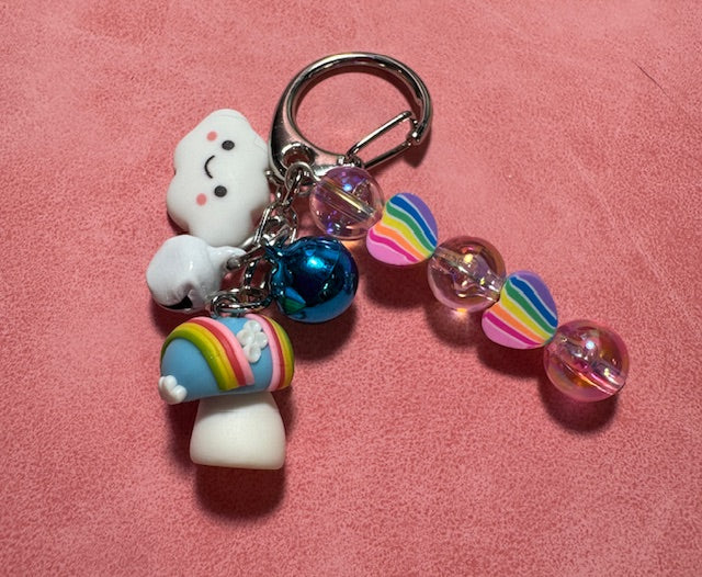 Mushroom and Rainbows Purse Charm/Zipper Pull
