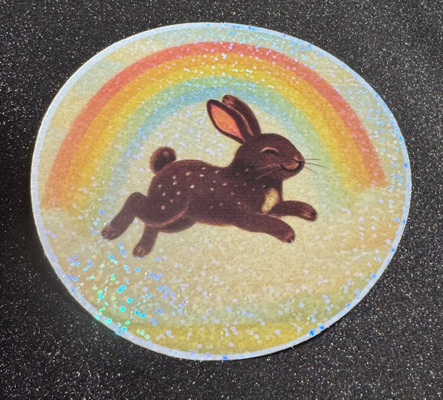 Rabbit and Rainbow Sticker