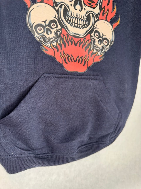 Flaming Skulls Dog Hoodie Large