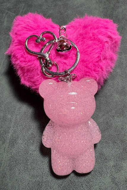 Fuzzy Pink  Purse charm/Keychain