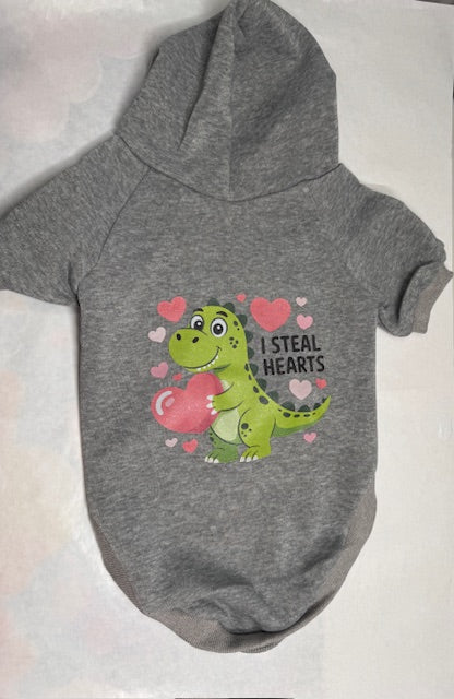 Dinosaur Valentine Dog Hoodie XXL