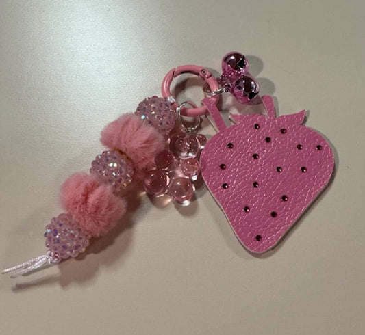 Pink Strawberry Purse Charm