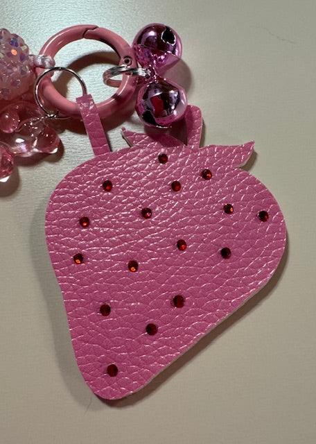 Pink Strawberry Purse Charm