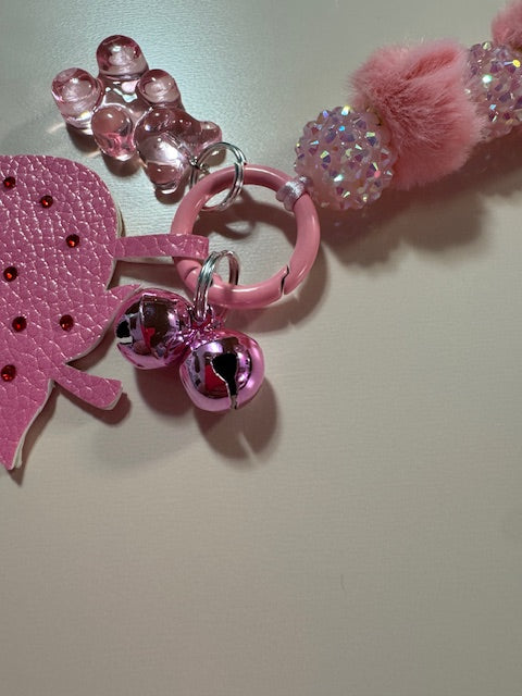 Pink Strawberry Purse Charm