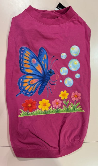 Butterfly Dog T-Shirt Pink L