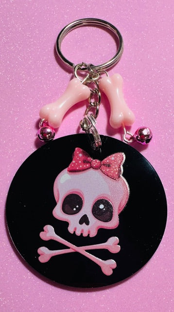 Pink Skull and Cross Bones Key Chain