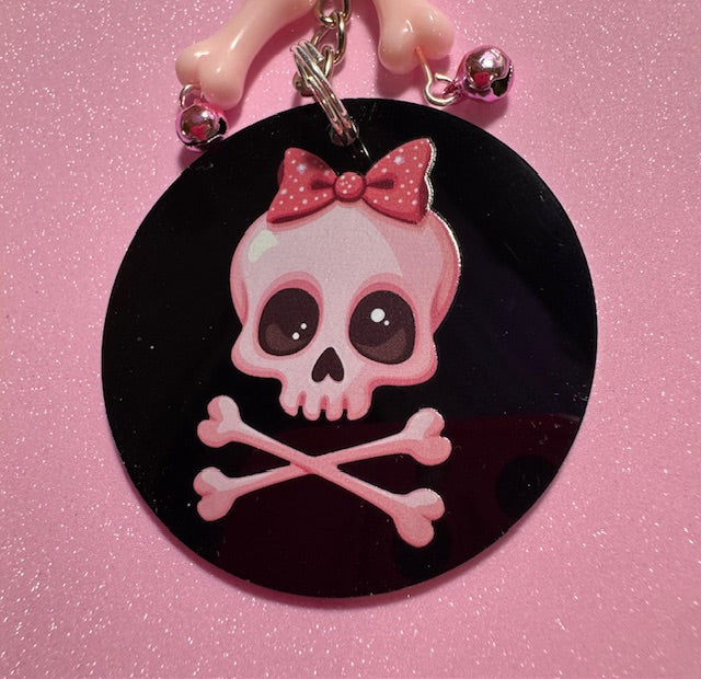 Pink Skull and Cross Bones Key Chain
