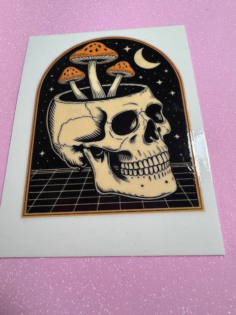 Cosmic Skull Mushroom UV DTF Sticker