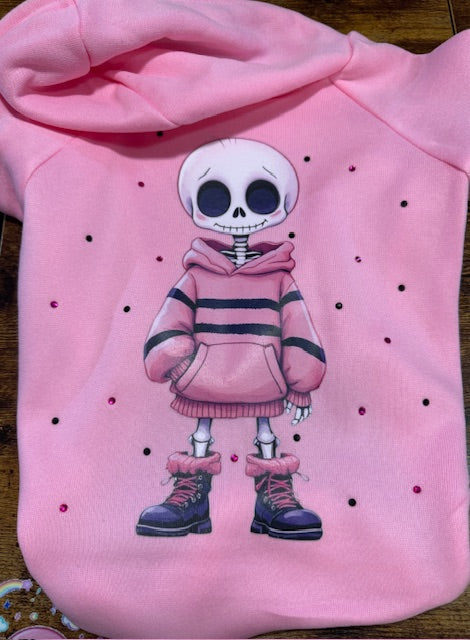 Grungy Skeleton Girl Dog Hoodie XL