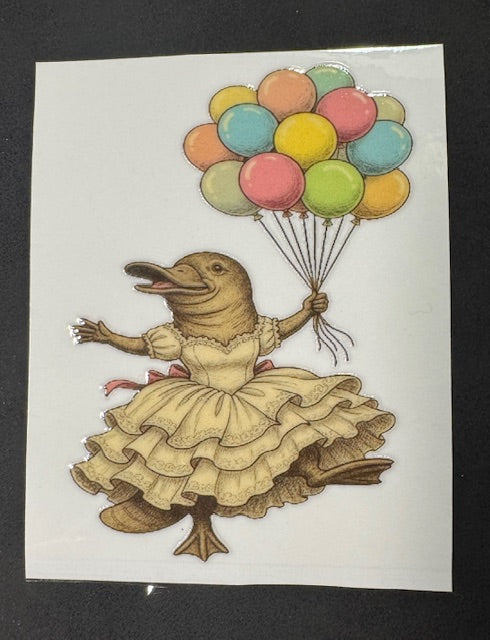 Platypus with Balloons Sticker