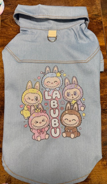 Labubu Denim Dog Shirt XL